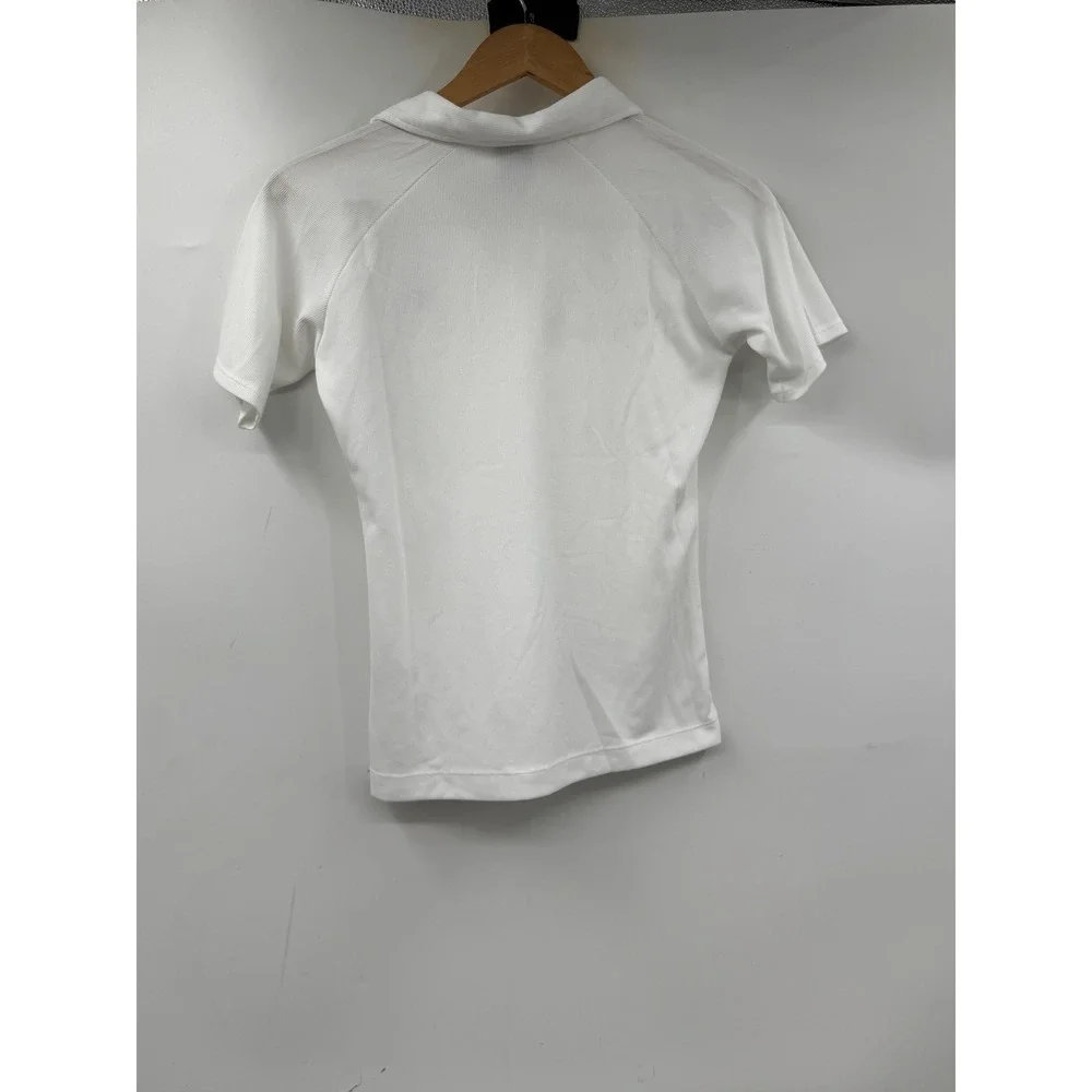 Nike Court Women White Tennis Polo Shirt Short Sleeve V-Neck Medium TG EG